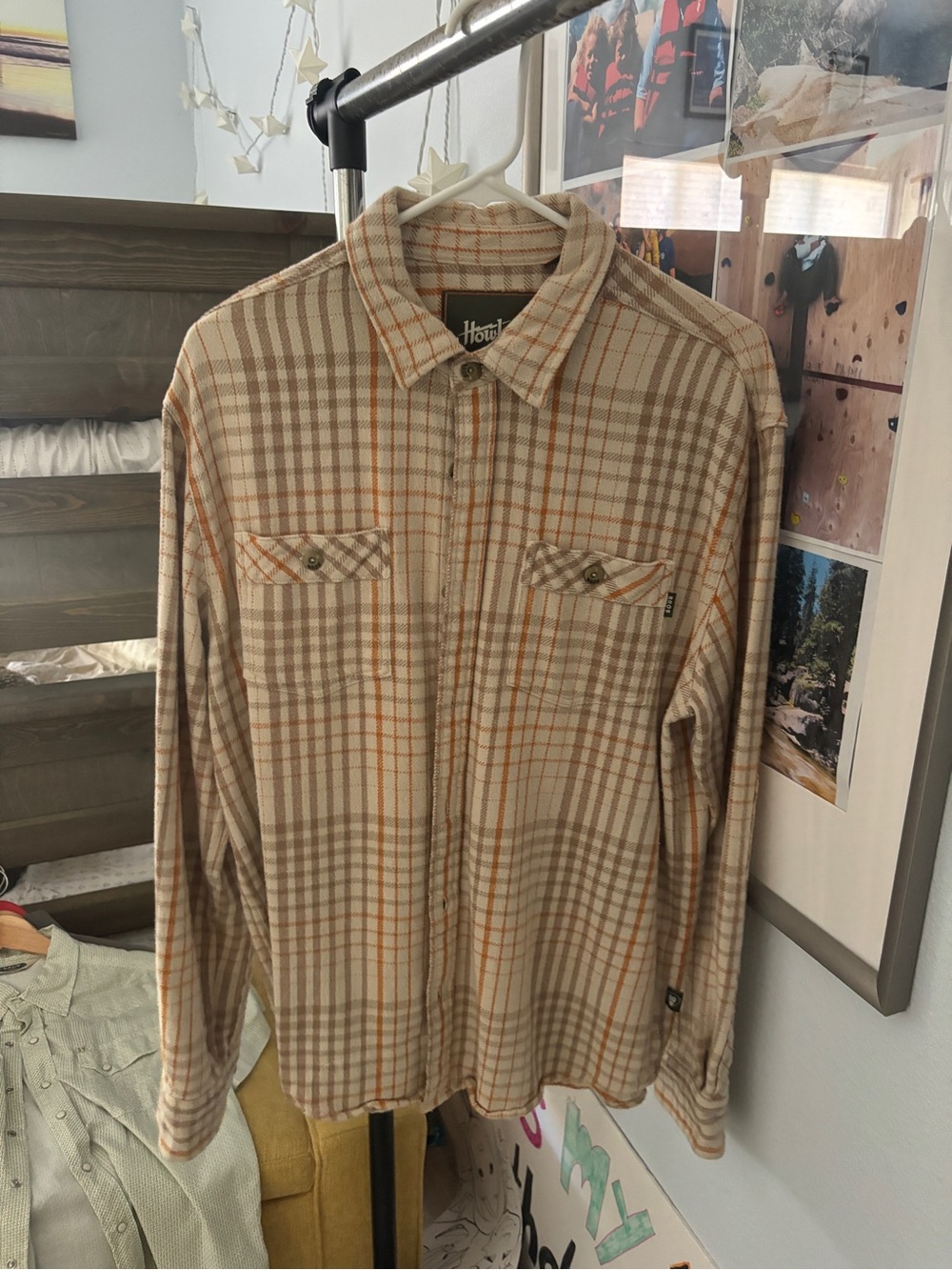 Howler Brothers Beige and Orange Plaid Shirt Jacket